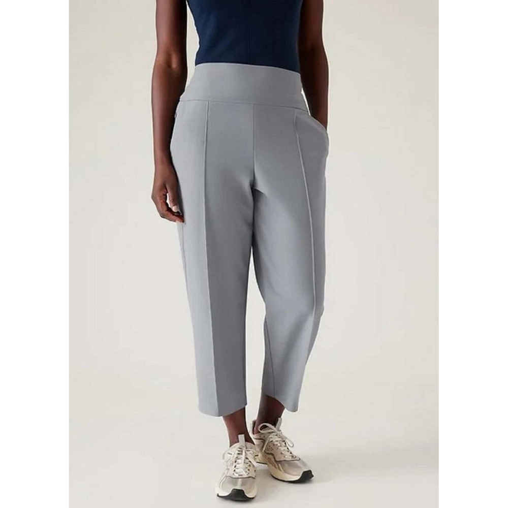 Athleta Stellar Wide Leg Ankle Pants Womens Size 10 Gray Outdoors Athleisure